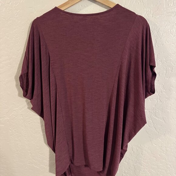 Lucy Purple Heathered Batwing Short Sleeved Cowl Neck Boxy Athletic T Shirt - Picture 12 of 12